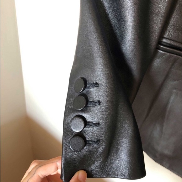 REBECCA TAYLOR LEATHER BLAZER NWOT BLACK Size-6 - Picture 4 of 4